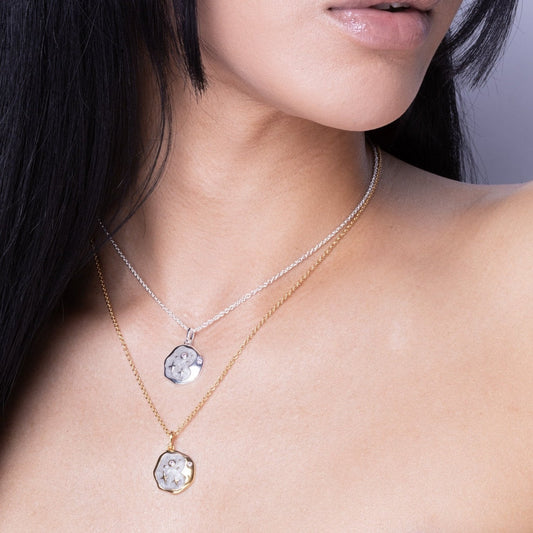 Pink Opal and Pearl Enamel Starry Night Gold Necklace - Wear Yaani