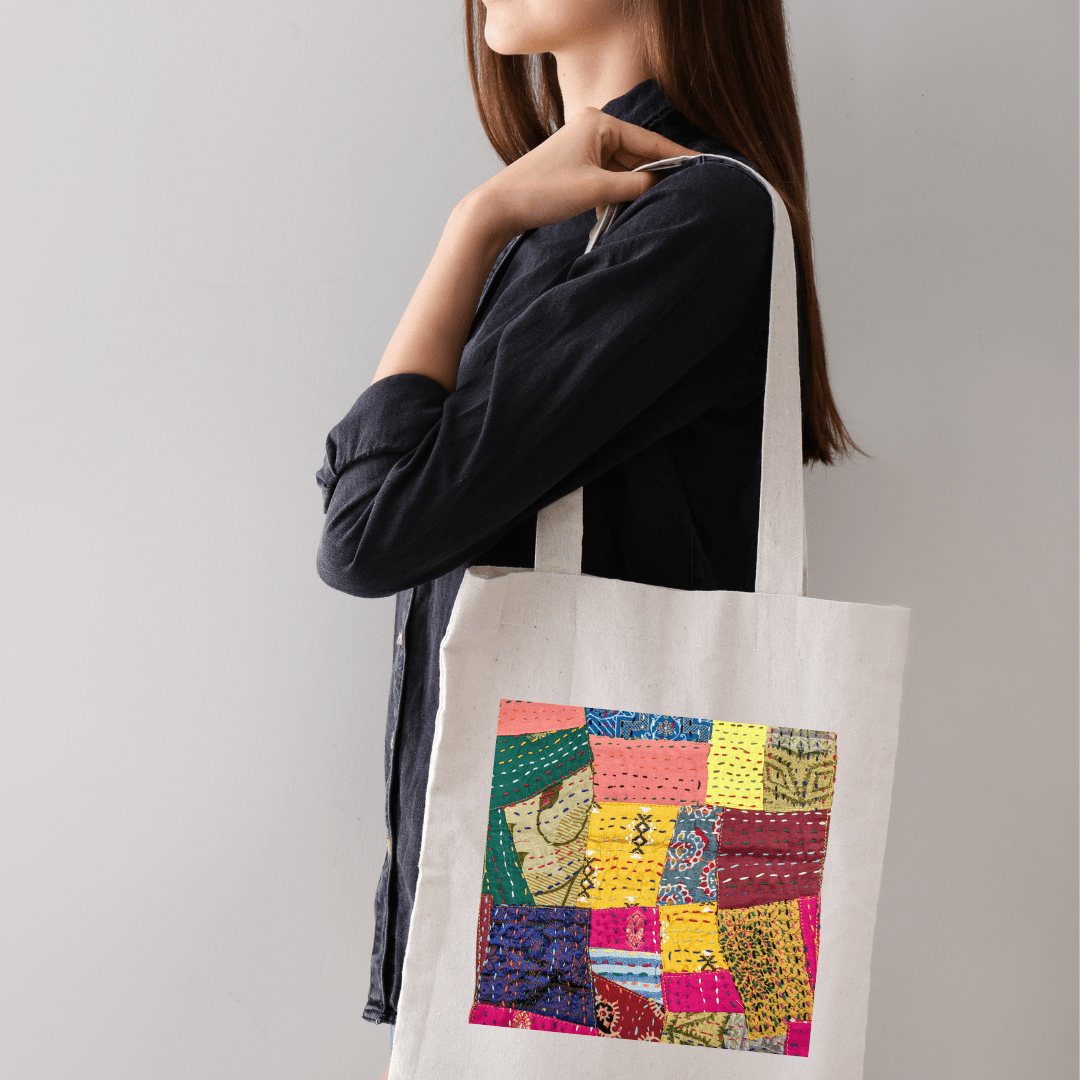 Sari patchwork cotton tote bag - Wear Yaani