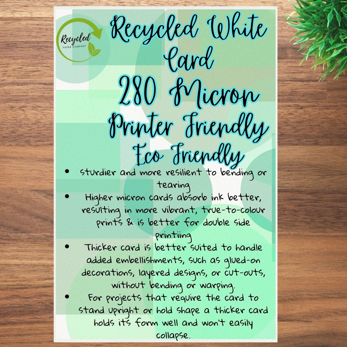 A2 Recycled White Card 220gsm - Eco-Friendly Thick Card for Art & Craft Projects - Wear Yaani