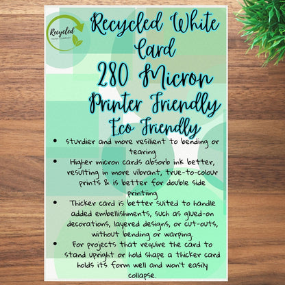 A2 Recycled White Card 220gsm - Eco-Friendly Thick Card for Art & Craft Projects - Wear Yaani