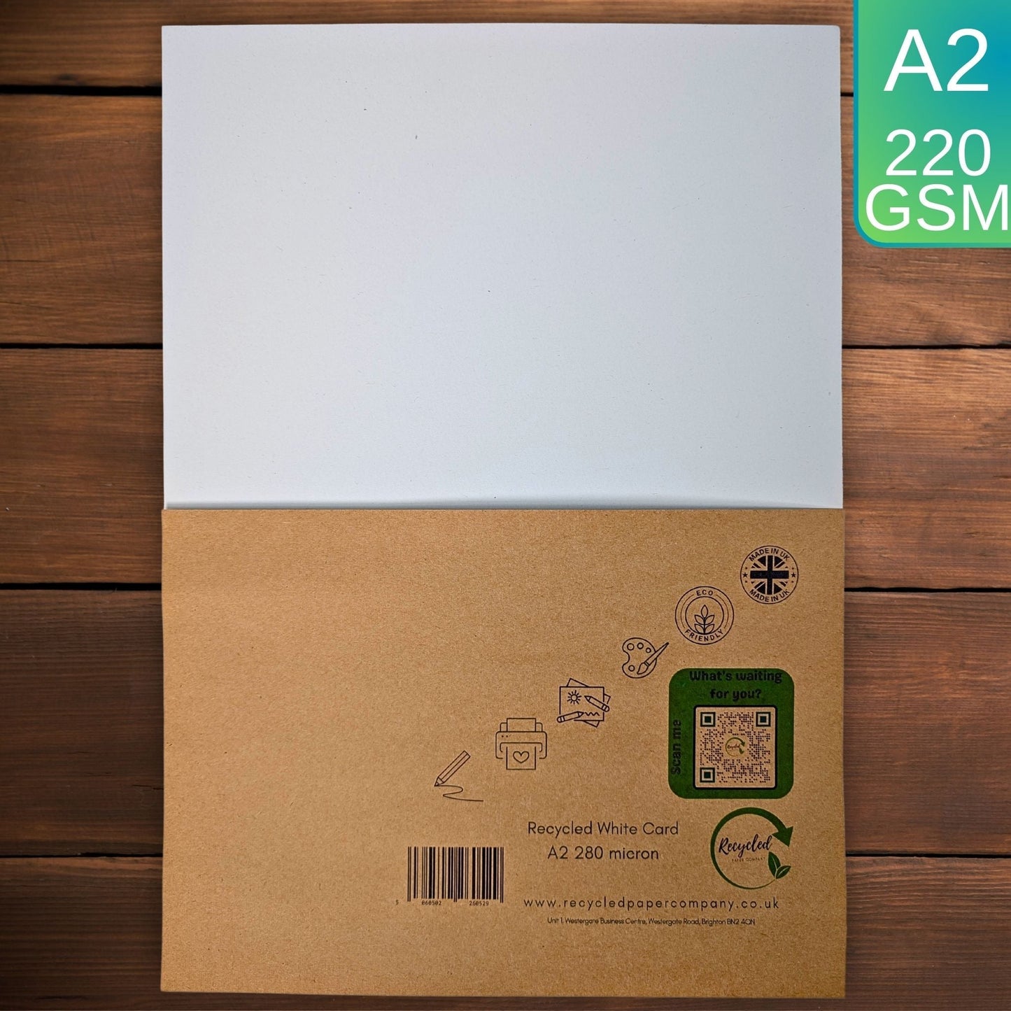A2 Recycled White Card 220gsm - Eco-Friendly Thick Card for Art & Craft Projects - Wear Yaani