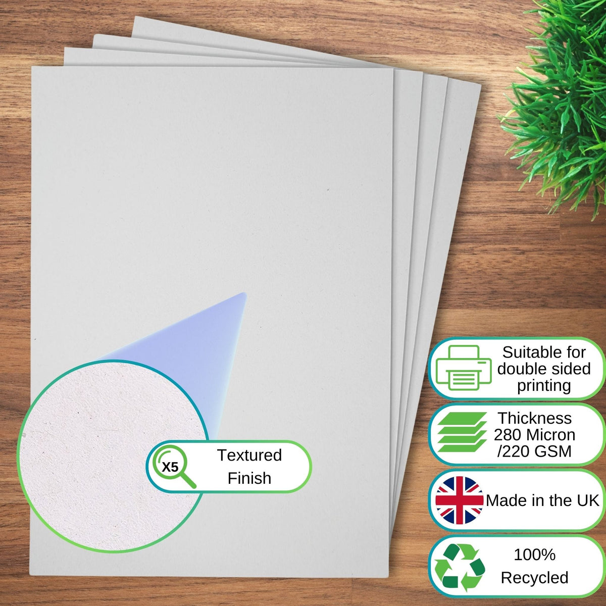 A2 Recycled White Card 220gsm - Eco-Friendly Thick Card for Art & Craft Projects - Wear Yaani