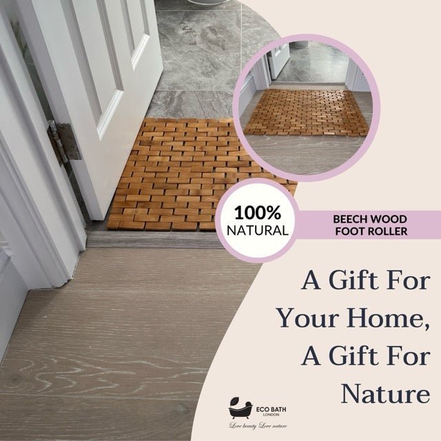 Eco Bath London Bamboo Bath Mat - Roll Up Shower Mat, Anti-Slip and Waterproof Bathroom Spa Shower Mat - Wear Yaani