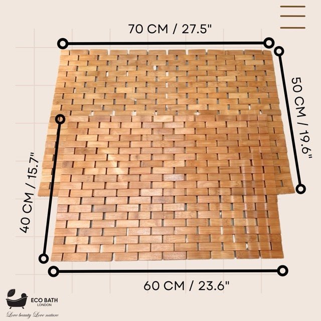 Eco Bath London Bamboo Bath Mat - Roll Up Shower Mat, Anti-Slip and Waterproof Bathroom Spa Shower Mat - Wear Yaani