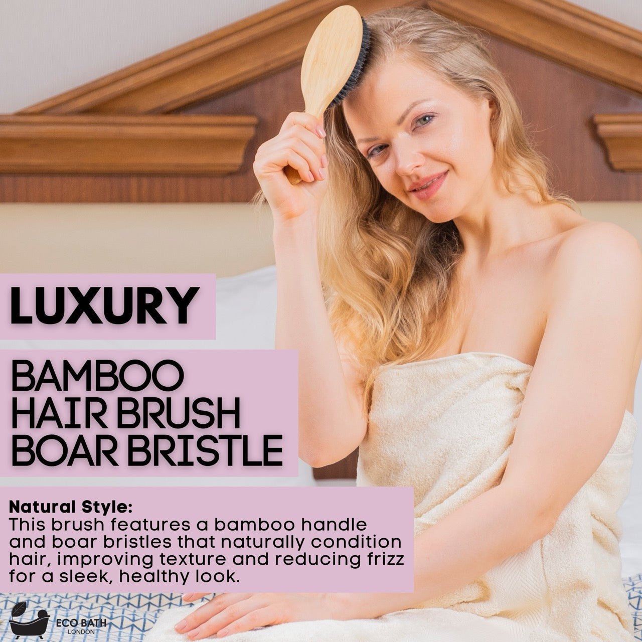 Eco Bath London Bamboo Hair Brush with Boar Bristles - Eco-Friendly Detangling Hairbrush for All Hair Types - Wear Yaani