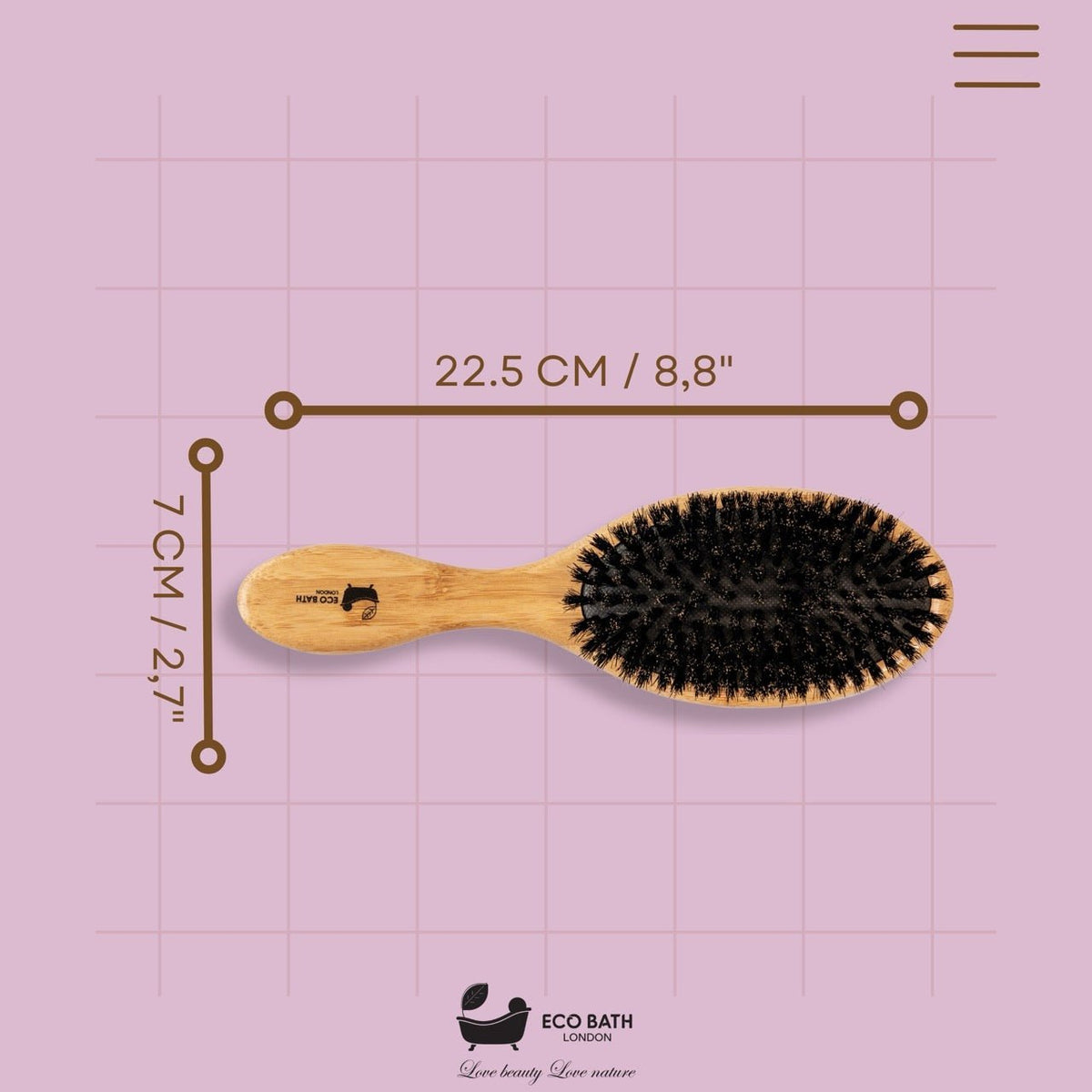 Eco Bath London Bamboo Hair Brush with Boar Bristles - Eco-Friendly Detangling Hairbrush for All Hair Types - Wear Yaani