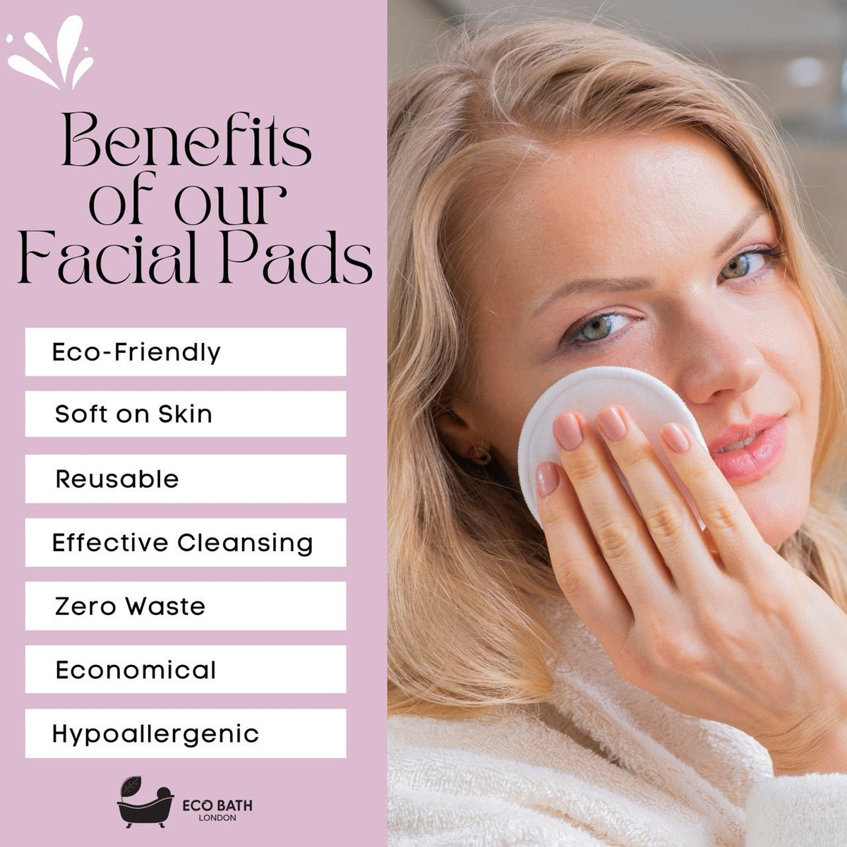 Eco Bath London Reusable Makeup Remover Pads - Set of 12 - Wear Yaani