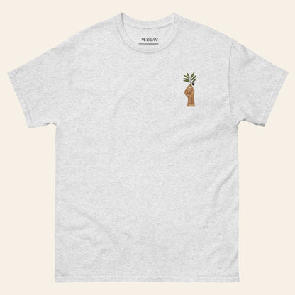 Embroidered Olive & Tatreez T-Shirt – Palestinian Peace Symbol - Wear Yaani