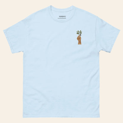 Embroidered Olive & Tatreez T-Shirt – Palestinian Peace Symbol - Wear Yaani