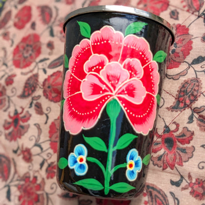 Hand-Painted Stainless Steel Tumblers, Food Safe, Kashmiri Hand Painted 400ml Drinking Cups - Wear Yaani