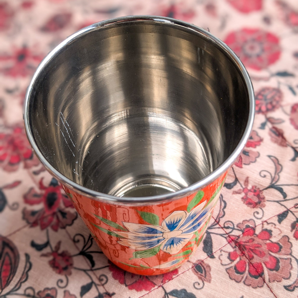 Hand-Painted Stainless Steel Tumblers, Food Safe, Kashmiri Hand Painted 400ml Drinking Cups - Wear Yaani