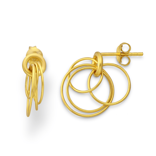 Hoop Cluster Rings Gold Stud Earrings - Wear Yaani