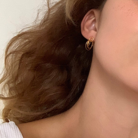 Hoop Cluster Rings Gold Stud Earrings - Wear Yaani