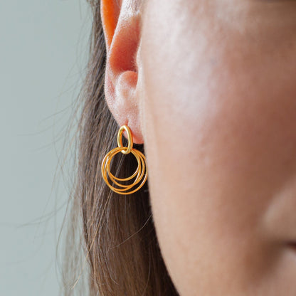 Hoop Cluster Rings Gold Stud Earrings - Wear Yaani