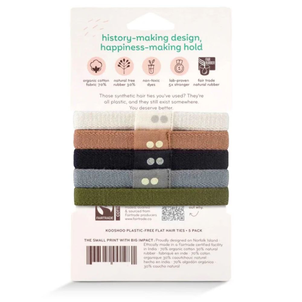 KOOSHOO Classics Organic Plastic-Free Hair Ties – 5 Pack - Wear Yaani