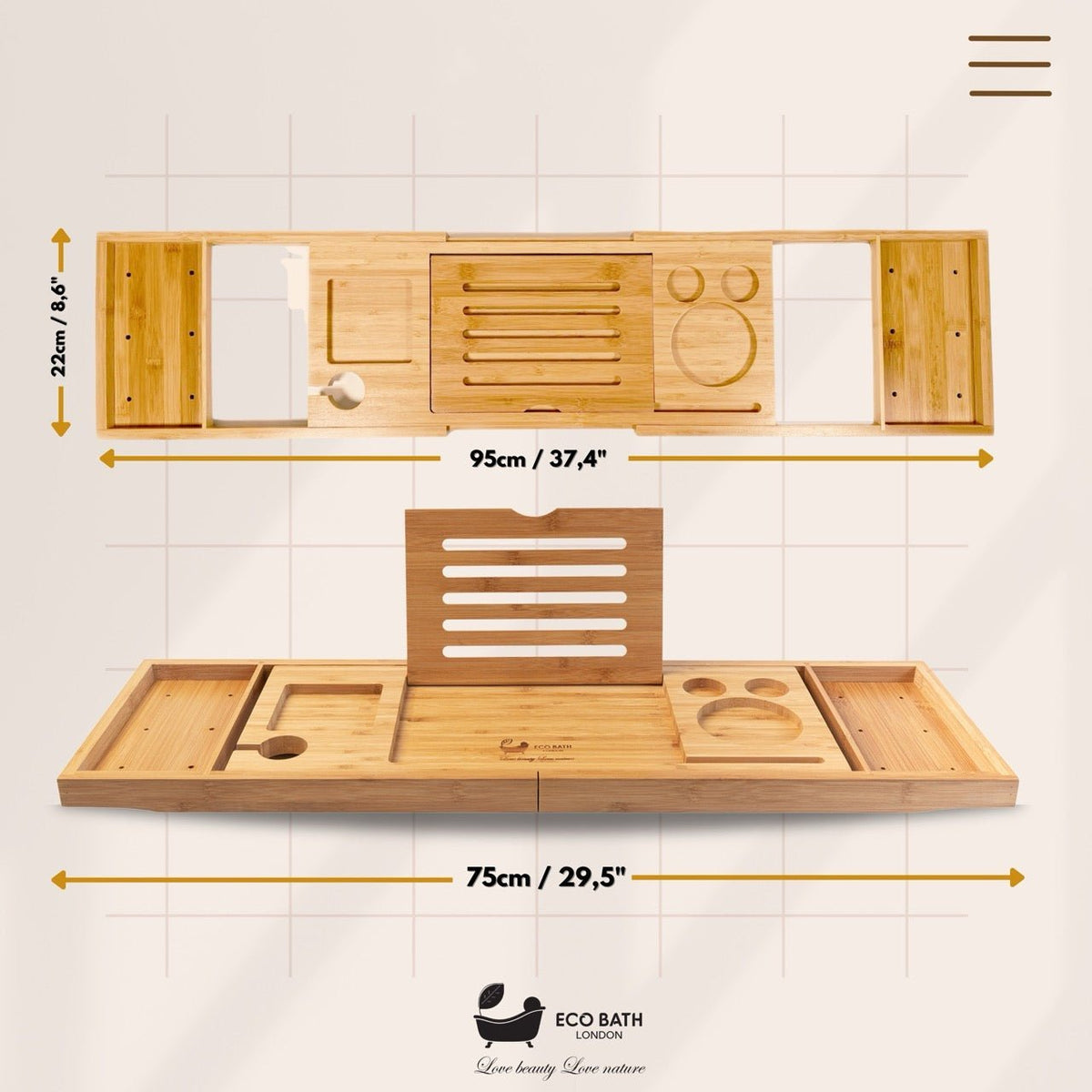 Luxury Eco-Friendly Bamboo Bath Tray - Wear Yaani