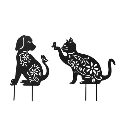 Metal Cat and Dog Silhouette Garden Ornament - Wear Yaani