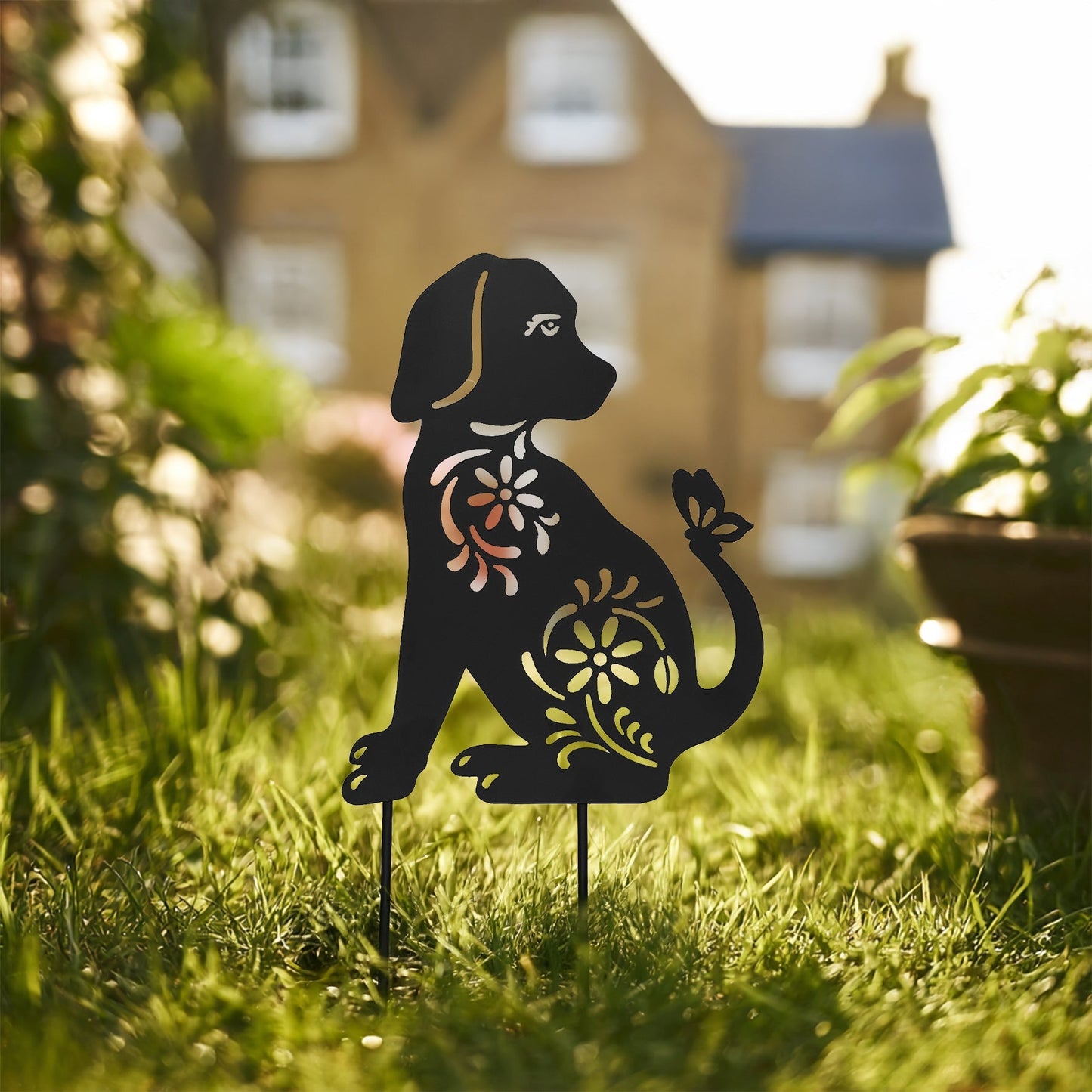 Metal Cat and Dog Silhouette Garden Ornament - Wear Yaani