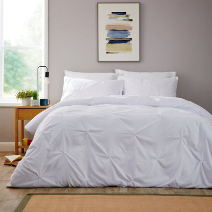 OLIVIA ROCCO Textured Pintuck Ruffles Pleated Microfibre Duvet Cover Set With Pillowcases - Wear Yaani