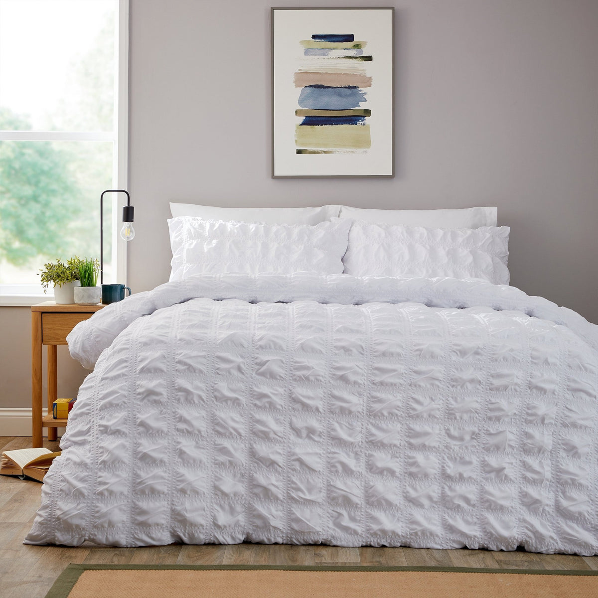 OLIVIA ROCCO Textured Pintuck Ruffles Pleated Microfibre Duvet Cover Set With Pillowcases - Wear Yaani