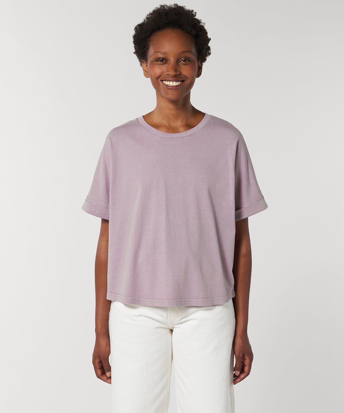 Organic Garment Dyed Roll Sleeve T-shirt: Womens - Wear Yaani