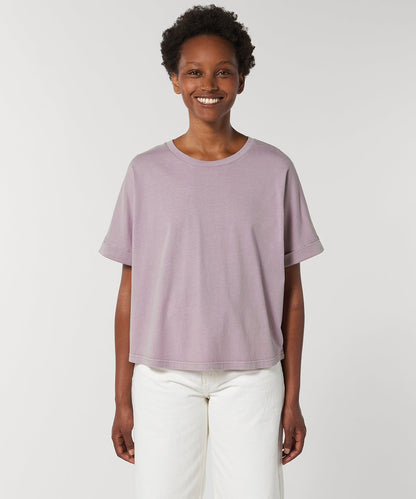 Organic Garment Dyed Roll Sleeve T-shirt: Womens - Wear Yaani