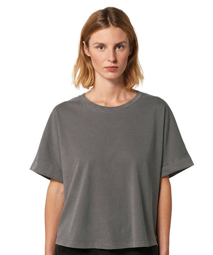 Organic Garment Dyed Roll Sleeve T-shirt: Womens - Wear Yaani