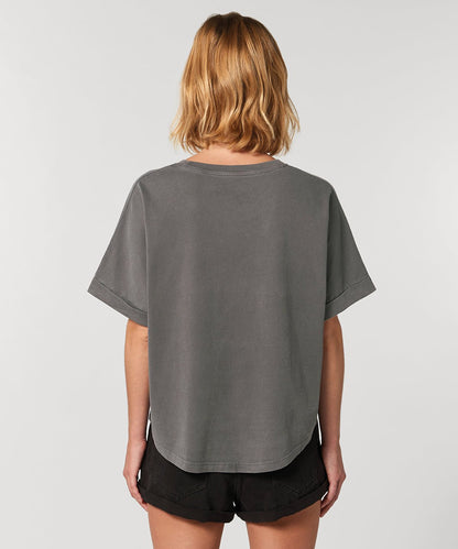 Organic Garment Dyed Roll Sleeve T-shirt: Womens - Wear Yaani