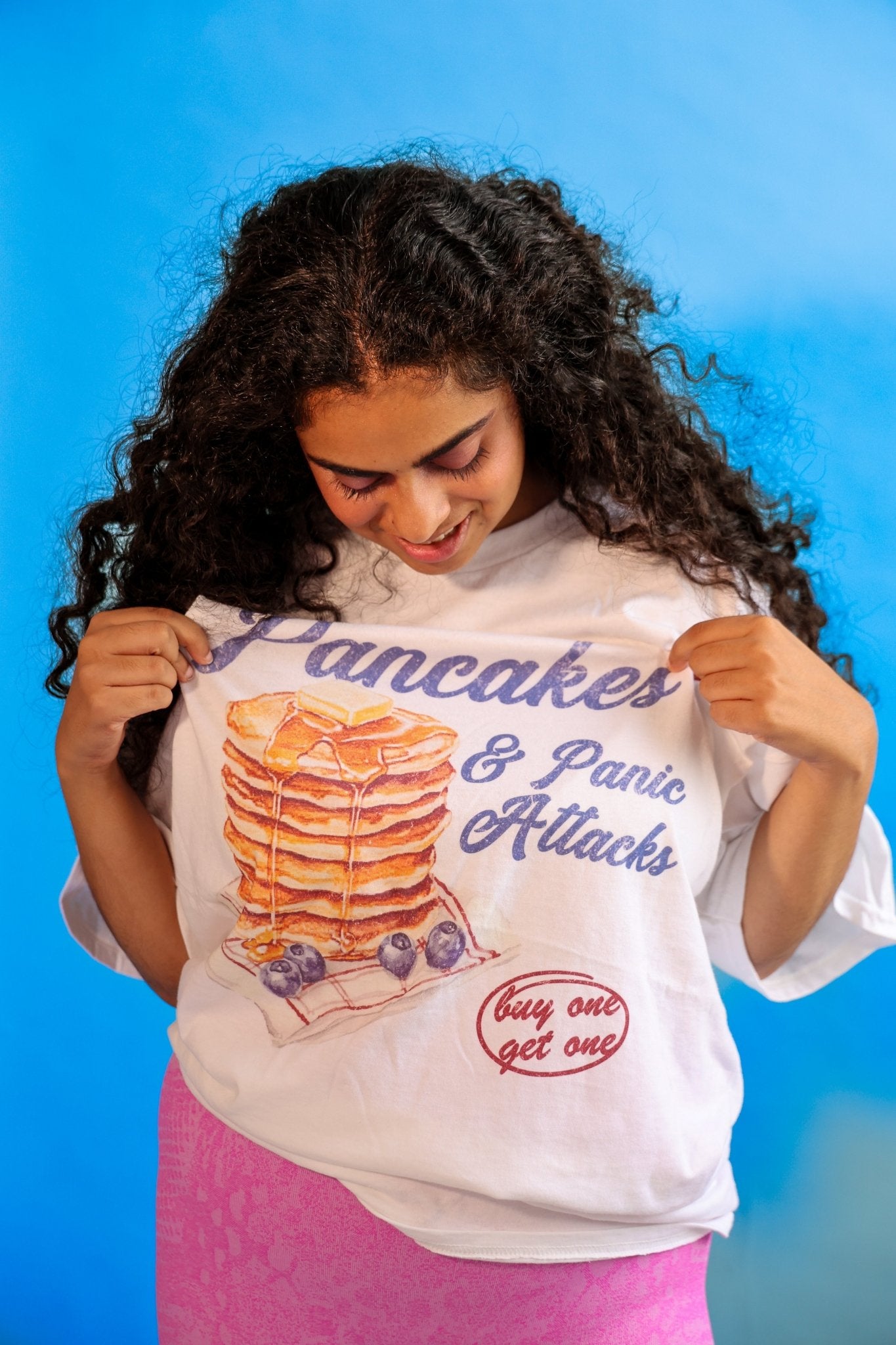 Pancakes & Panic Attacks printed tee - Wear Yaani