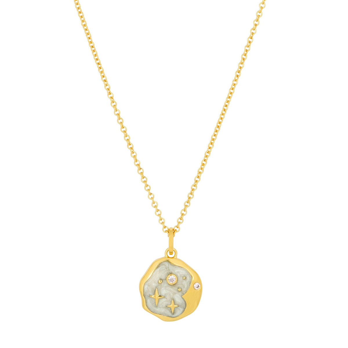 Pink Opal and Pearl Enamel Starry Night Gold Necklace - Wear Yaani