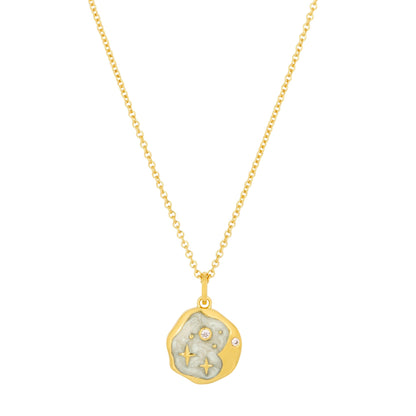 Pink Opal and Pearl Enamel Starry Night Gold Necklace - Wear Yaani