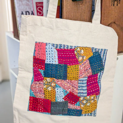 Sari patchwork cotton tote bag - Wear Yaani