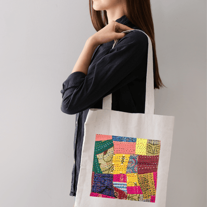 Sari patchwork cotton tote bag - Wear Yaani
