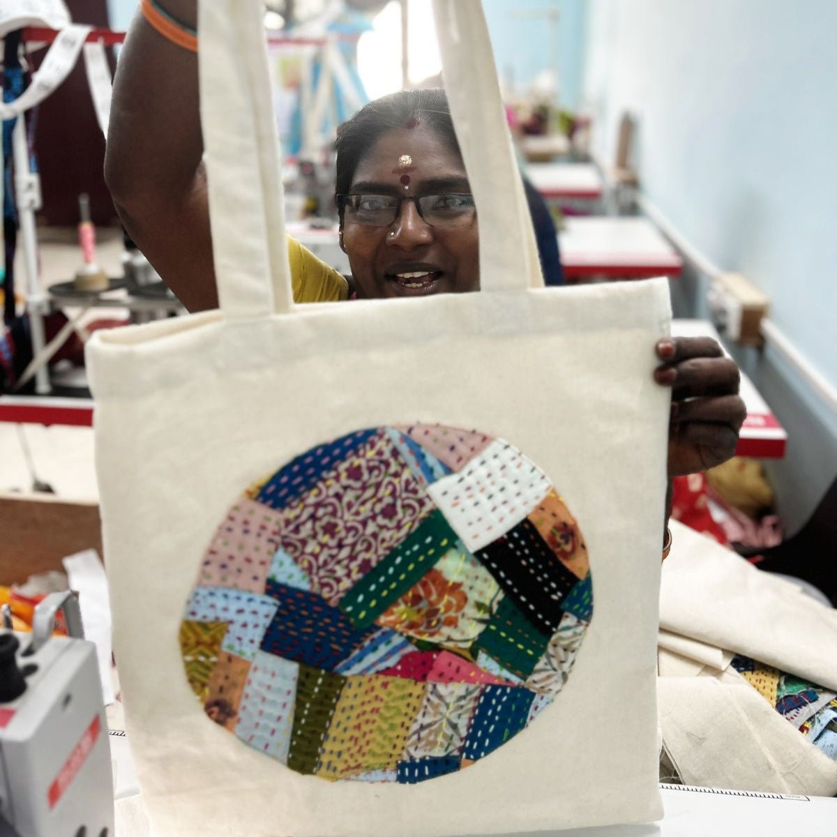 Sari patchwork cotton tote bag - Wear Yaani