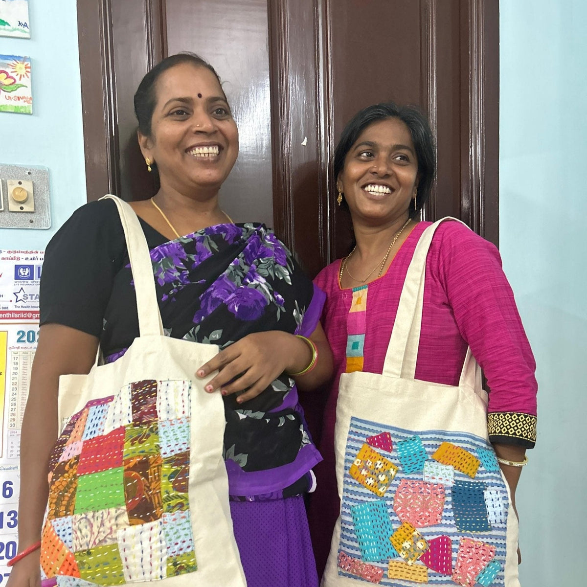 Sari patchwork cotton tote bag