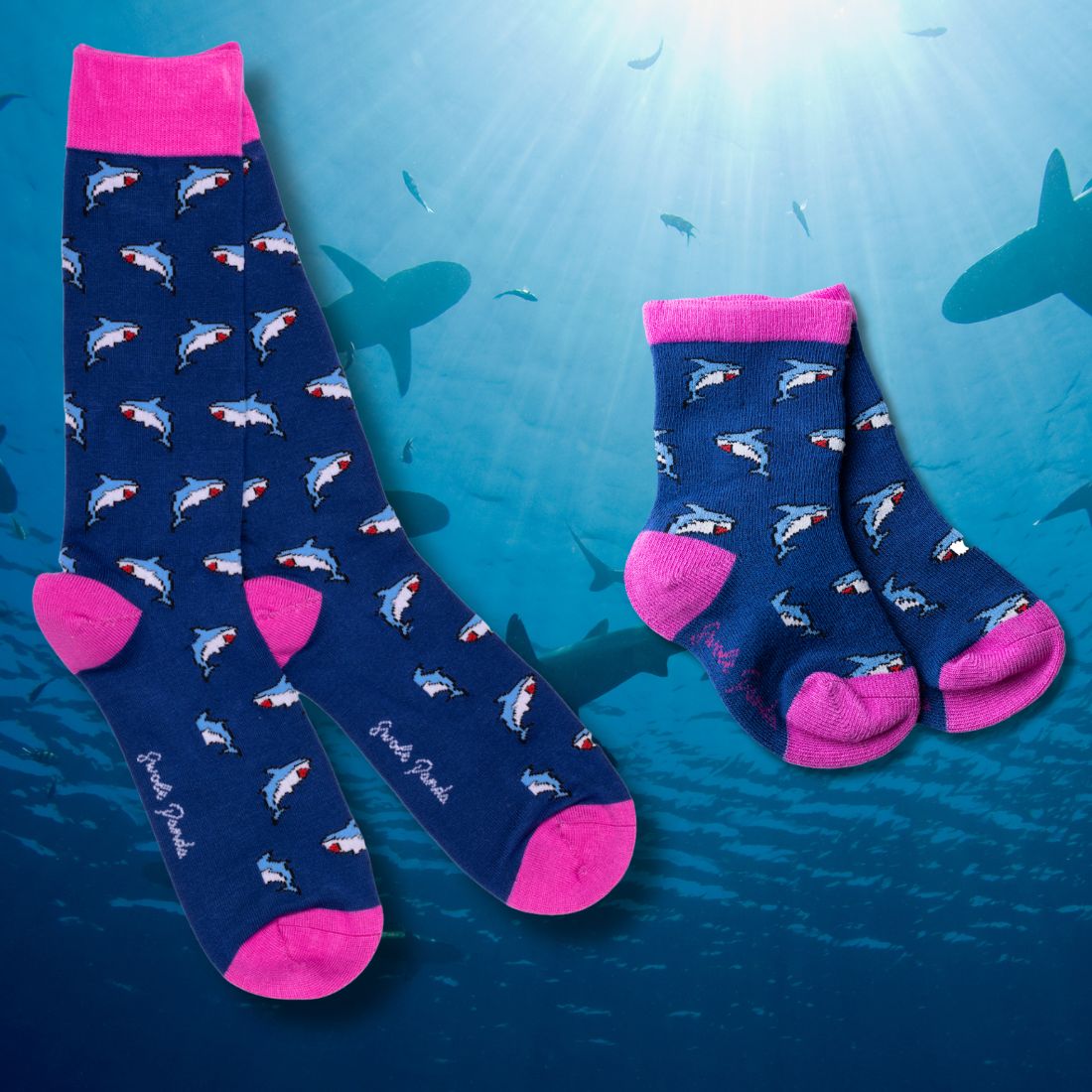 Sharks Matching Bamboo Socks (Adult & Child) - Wear Yaani